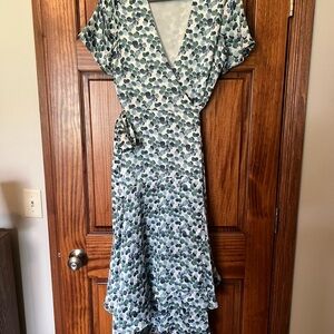 Club Monaco High Low Floral Dress - Blue and Green
